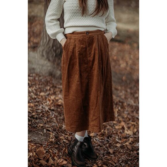 calista Dresses & Skirts - Calista Boutique Brown Corduroy Midi Skirt